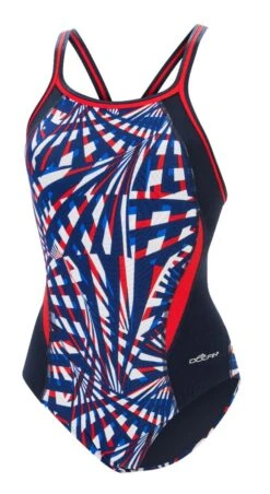 Dolfin Women's Print Color Block DBX Back One Piece -Swim Gear Store 5m00 b41d front