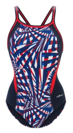 Dolfin Women's Print Color Block DBX Back One Piece -Swim Gear Store 5m00 b41d front2