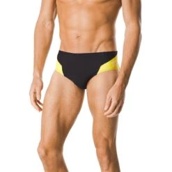 Speedo Spark Splice Brief -Swim Gear Store 7705915 0003 black yellow front