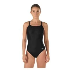 Speedo Solid Flyback Swimsuit -Swim Gear Store 819006 black front