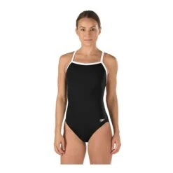 Speedo Solid Endurance Flyback 18 Speedo Solid Endurance Flyback -Swim Gear Store 819016 black white front