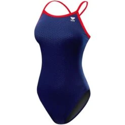 TYR Hexa Durafast Diamondfit -Swim Gear Store dhex7 navy red front