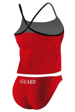 RISE Guard Poly 2-Piece Color Trim Tankini -Swim Gear Store lgs79gu back red black